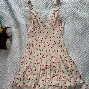 ZARA Cherry Print V-Neck Sundress